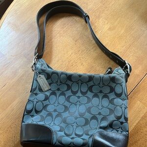 Coach signature small duffle blue canvas the canvas wear and corners.